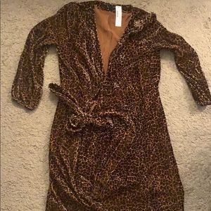 J Crew leopard velvet wrap dress